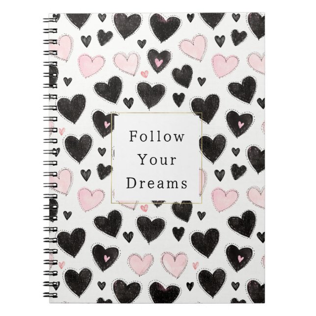 Cuaderno Pink Black Hearts Follow your dreams (Frente)