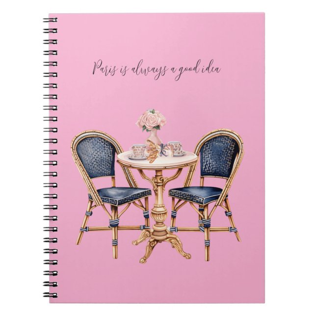 Cuaderno Pink Blue Paris Table Baguettes (Frente)