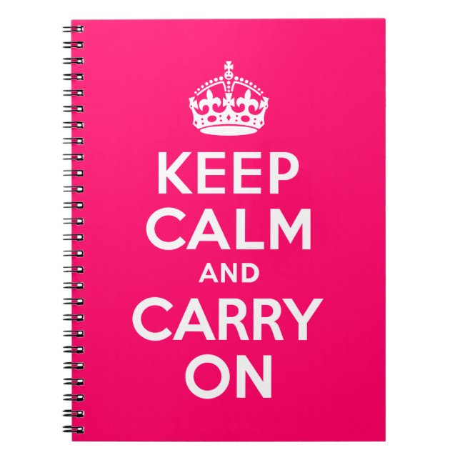 Cuaderno Pink caliente mantener la calma y continuar (Frente)