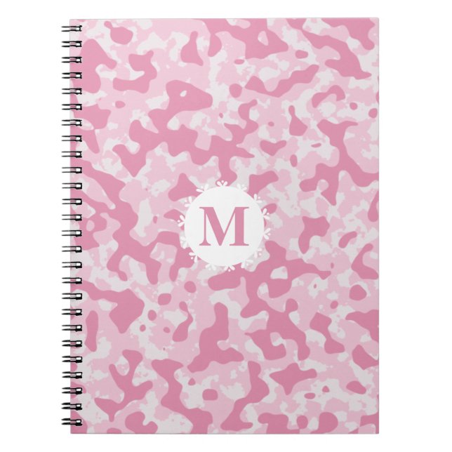 Cuaderno Pink Camo Camouflage Monogram Initial (Frente)
