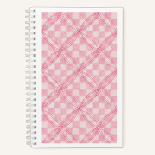 Cuaderno PINK CHECK QUILT 5.5x8.5 portátil espiral / blanco