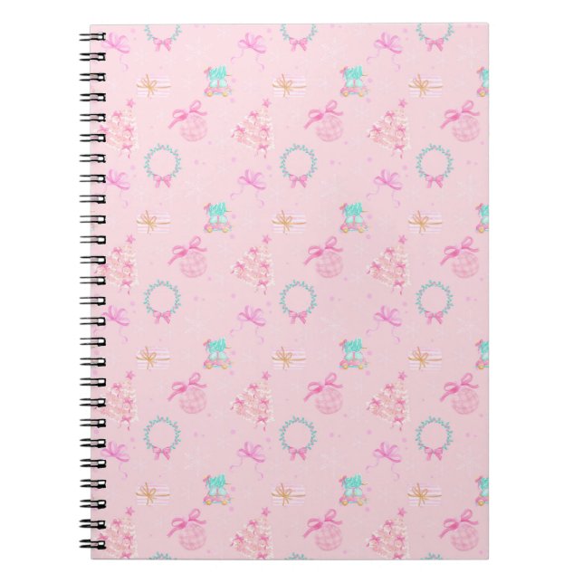 Cuaderno Pink Christmas Coquette Bow Seamless Pattern (Frente)