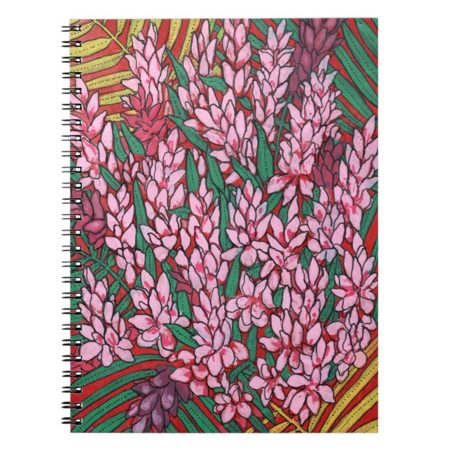 Cuaderno Pink Cone Ginger Alpinia Flores tropicales Floral (Frente)