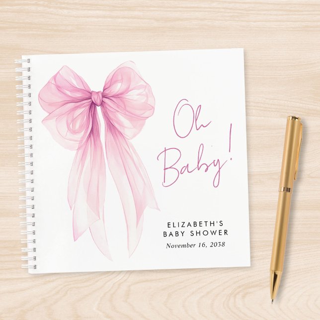 Cuaderno Pink Coquette Bow Baby Shower (Subido por el creador)