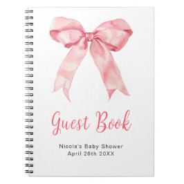 Cuaderno Pink Coquette Bow Baby Shower Guest Book
