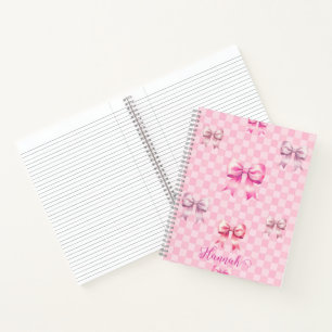 Cuaderno Pink Coquette Bow Checkerboard