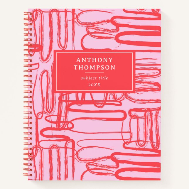 Cuaderno Pink Curve Wavy Squiggle Abstract Modern (Anverso)