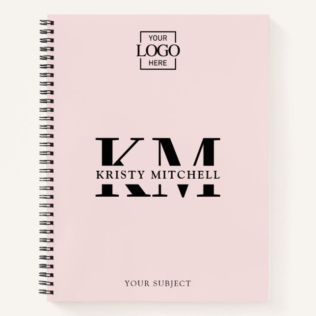 Cuaderno Pink Custom Company Logo Business Monogrammed (Anverso)