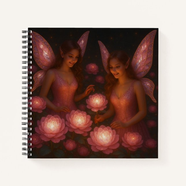 Cuaderno Pink Fairy Gift Romantic Fantasy Floral (Anverso)
