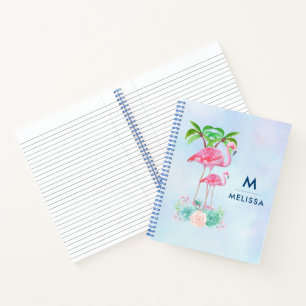Cuaderno Pink Flamingo Momma & Baby with Palm Trete