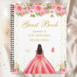 Cuaderno Pink Floral Dark Skin Princess Guest Book