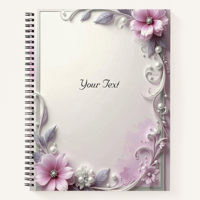 Cuaderno Pink Floral Frame Notebook (Anverso)