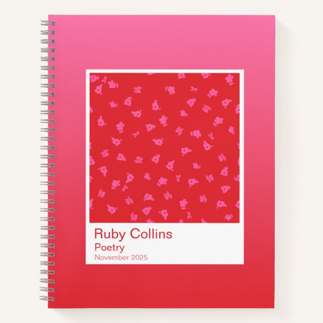 Cuaderno Pink Floral Gradient Spiral Notebook (Anverso)