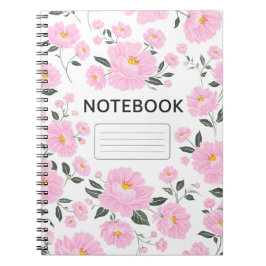 Cuaderno Pink Floral Notebook Cover | Elegant Rose Flower 