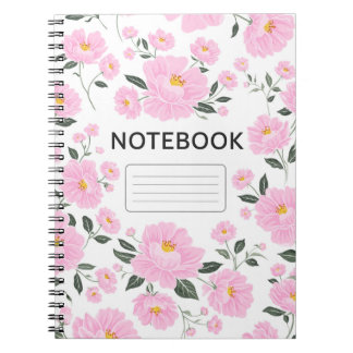 Cuaderno Pink Floral Notebook Cover | Elegant Rose Flower 