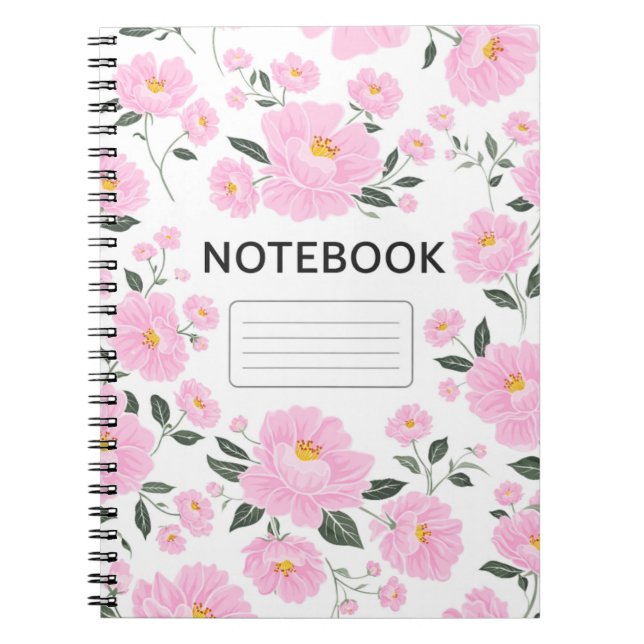 Cuaderno Pink Floral Notebook Cover | Elegant Rose Flower  (Frente)