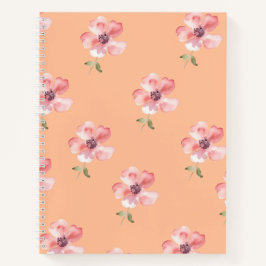 Cuaderno Pink Floral Notebook – Orange Pastel Pattern