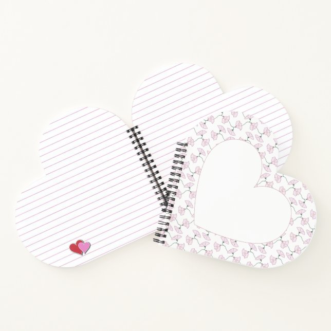 Cuaderno Pink Floral Vines Flowers Heart shape Notebook (Interior)