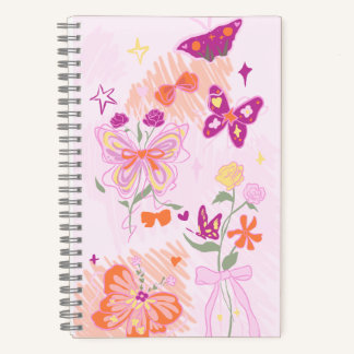 Cuaderno Pink Flowers and Butterflies
