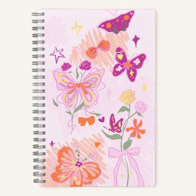 Cuaderno Pink Flowers and Butterflies (Anverso)