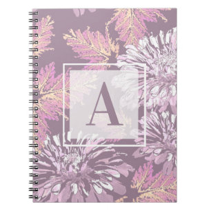 Cuaderno Pink flowers, watercolor, monogram, personalize