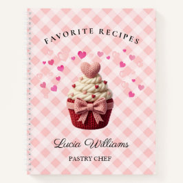 Cuaderno Pink Gingham Faux Crochet Cupcake Bakery 