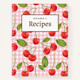 Cuaderno Pink Gingham & Red Cherry Picnic Recipe Book