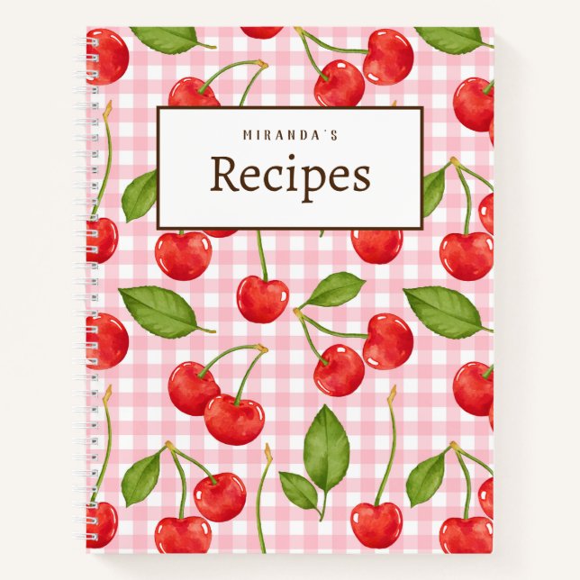 Cuaderno Pink Gingham & Red Cherry Picnic Recipe Book (Anverso)