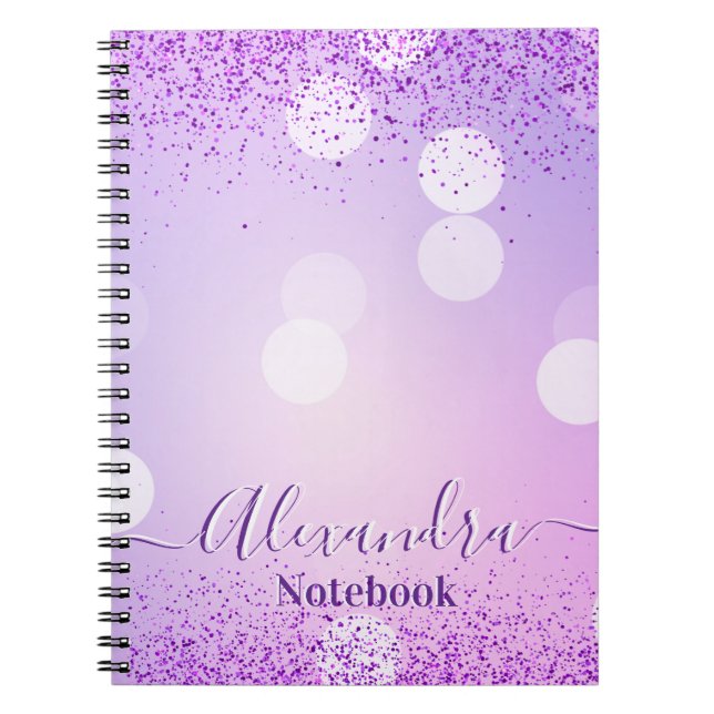 Cuaderno Pink Glitter Pastel Circles Custom  (Frente)
