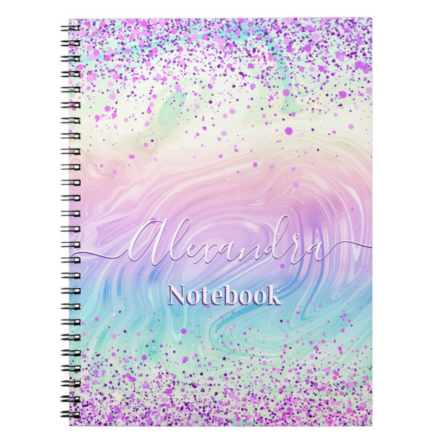 Cuaderno Pink Glitter Pastel Custom  (Frente)