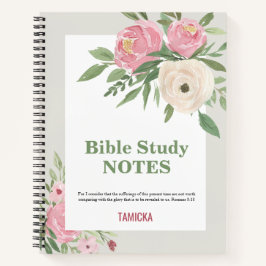 Cuaderno Pink Green Floral Bible Study Personalized