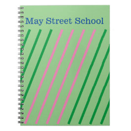 Cuaderno Pink Green Striped School Noteback - Custom Name