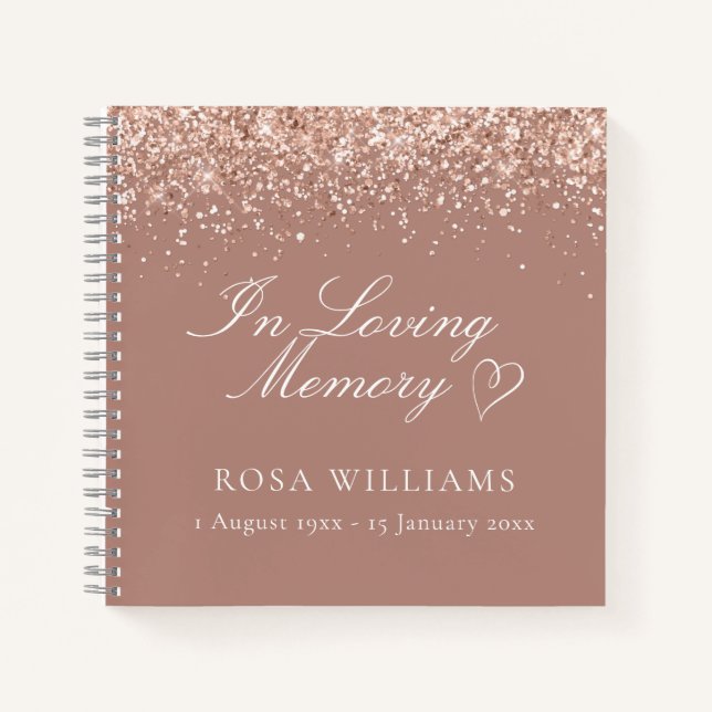 Cuaderno Pink Heart In Love Memory Funeral Guest Book (Anverso)