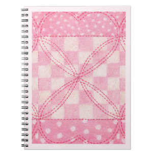 Cuaderno PINK HEART QUILT 6.5x8.75 portátil espiral / rosa