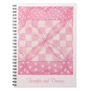 Cuaderno PINK HEART QUILT 6.5x8.75 portátil + texto / rosa