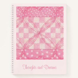 Cuaderno PINK HEART QUILT 8.5x11 portátil + texto / rosa