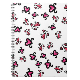 Cuaderno Pink Hearts Pattern – Cute Doodle Design