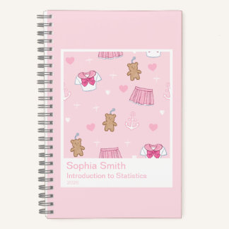Cuaderno Pink Hearts & Teddy Bears Kawaii Kogal Pattern