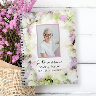 Cuaderno Pink Hydrangea Watercolor Funeral Guest Book