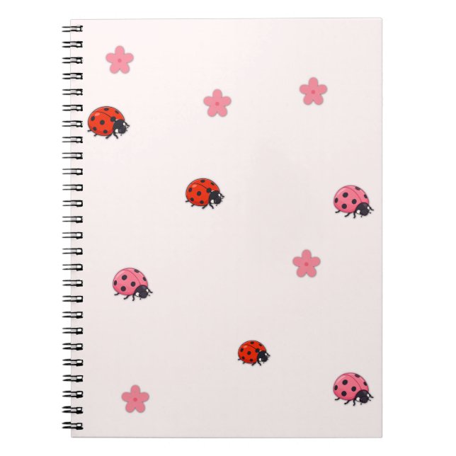 Cuaderno Pink Ladybug Garden Pattern Notebook (Frente)