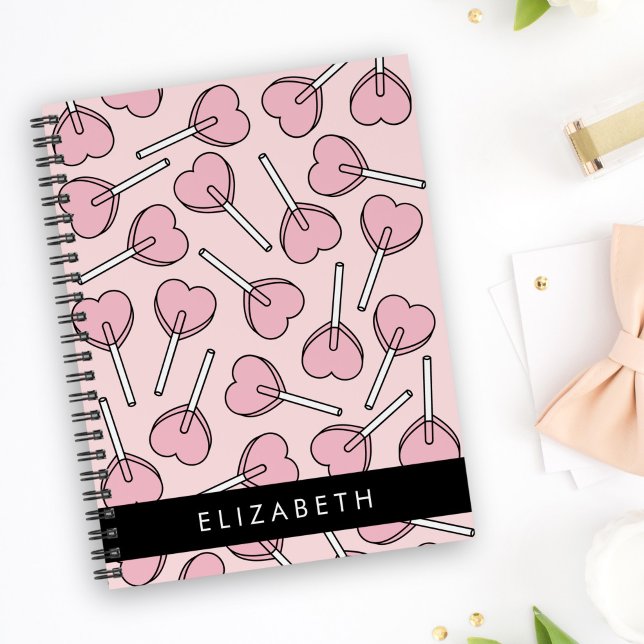 Cuaderno Pink Lollipops, Heart Lollipops, Lolly, Your Name (Subido por el creador)