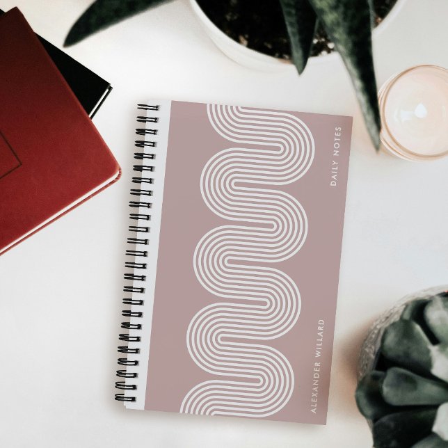 Cuaderno Pink Lombard Wavy Lines Modern Custom Notebook (Subido por el creador)