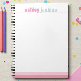 Cuaderno Pink & Mint Personalized Name Spiral Notebook