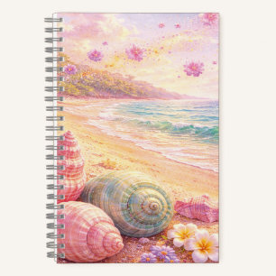 Cuaderno Pink Ocean Beach Shells Flowers Fantasy Landscape