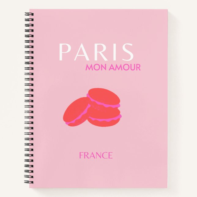 Cuaderno Pink Paris Travel Art Macarons Preppy (Anverso)