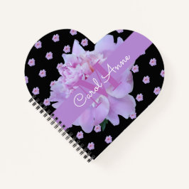 Cuaderno Pink Peony Flower Purple Monograma negro