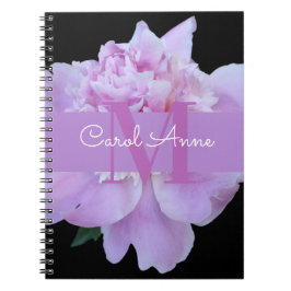 Cuaderno Pink Peony Purple Monograma Floral Negro