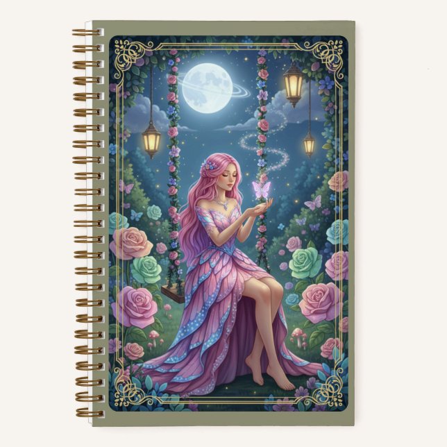 Cuaderno Pink Petal Gown & Glowing Butterfly Fairy Journal (Anverso)