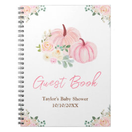 Cuaderno Pink Pumpkins Floral Baby Shower Guest Book
