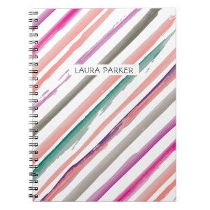 Cuaderno Pink Purple Striped Minimal Profesional Girly